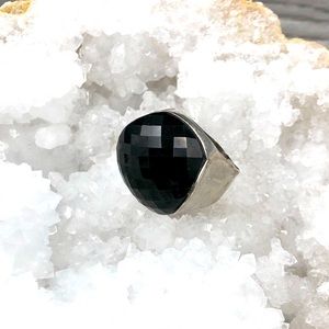 Large unisex black onyx ring 925 sterling silver